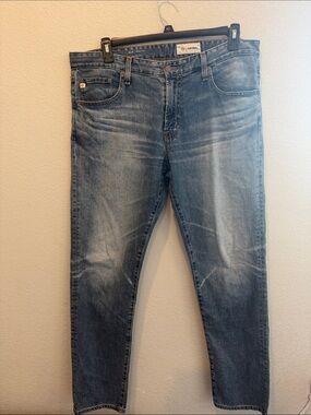 Ag Adriano Goldschmied Slim Straight Faded Blue Jeans